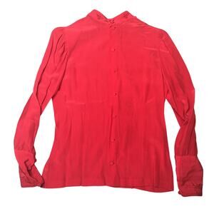 Tracy 100% silk Paris Mode Size 32 Pure silk Vintage Floral Detail Red